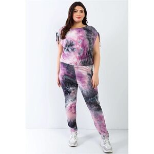 Plus Size Tie-dye Top & Pants Set‎